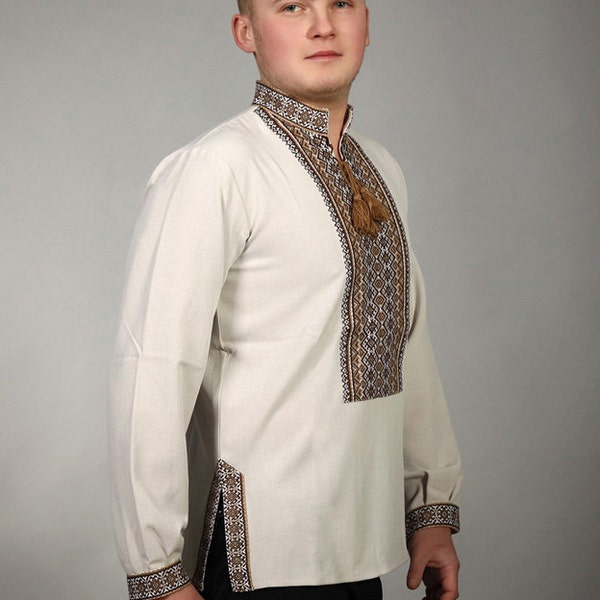 Ukrainian vyshyvanka, ukraine embroidered shirt. cotton linen mens shirt, traditional embroidery shirt. Ukrainian clothes, Ethnic sorochka