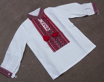 Ukrainian embroidered shirt for boys. Children's Vyshyvanka. Cotton. red embroidery, Vyshyvanka for children, Folk Ukraine clothes