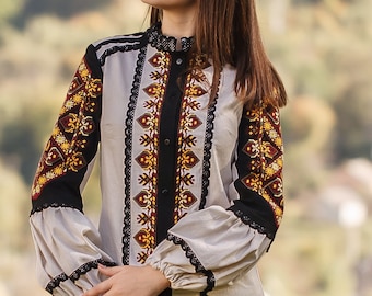 Vyshyvanka. Ukrainian embroidered blouse, Ethnic Women&#39;s Shirt sorochka. Traditional clothes ethno fashion vyshyvanka style Вишиванка