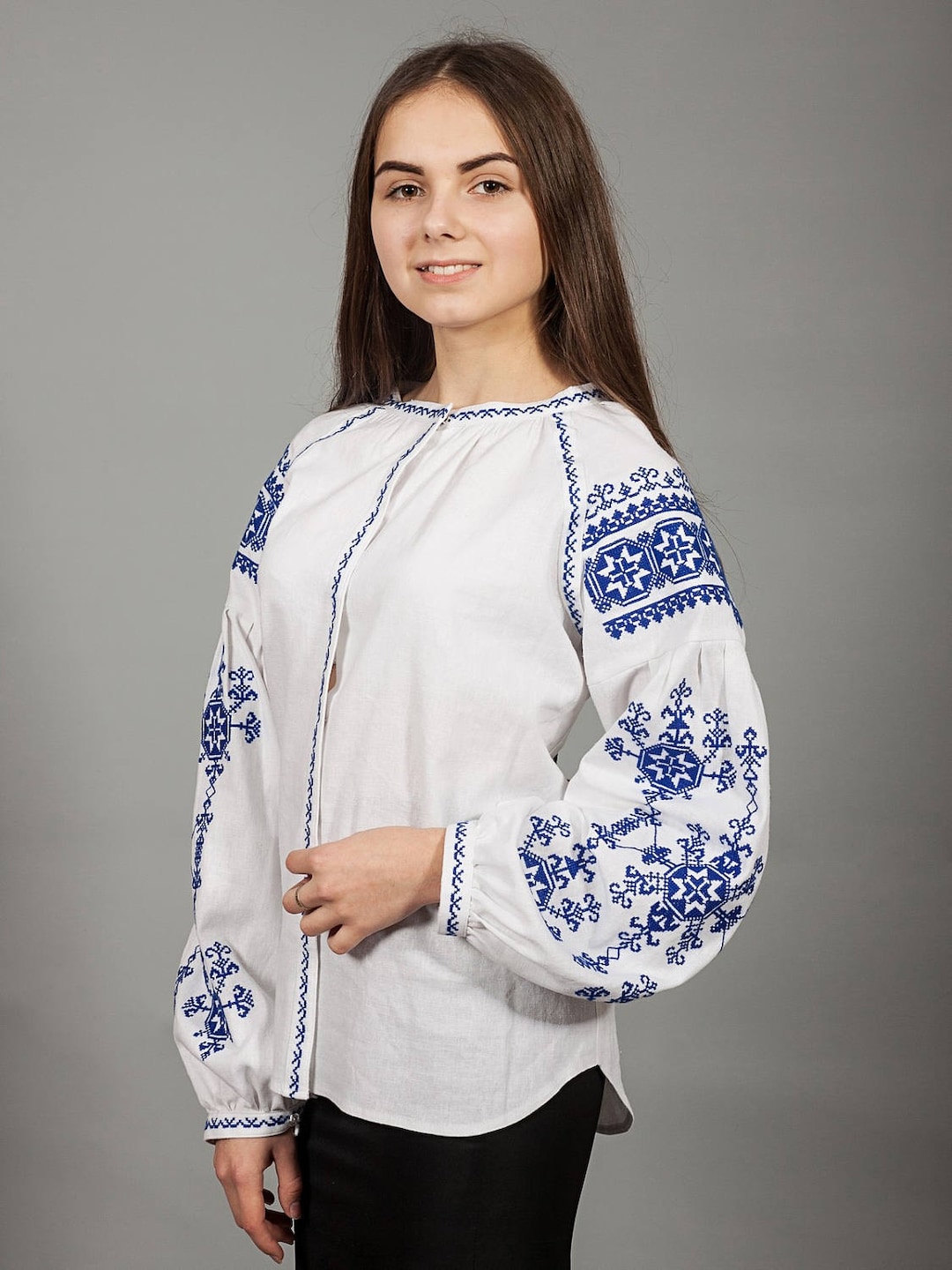 Women White Vyshyvanka. Traditional Ukrainian Women's Blouse. Ethnic ...