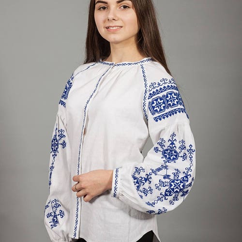 Vyshyvanka Ukrainian Blouse Traditional White Linen - Etsy