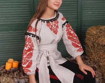 Women vyshyvanka. Traditional Ukrainian embroidered women's blouse Ethnic sorochka shirt. Ukrainian clothes. Embroidered blouse cross-stitch