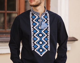 Camicia Vyshyvanka da uomo, camicia bianca ucraina ricamata, matrimonio folk floreale - Italia