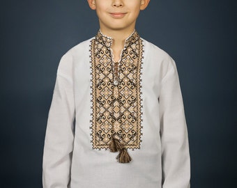 Ukrainian embroidered shirt for boys. Children vyshyvanka, Ethnic vyshivanka. Embroidered Shirt children. Traditional shirt modern