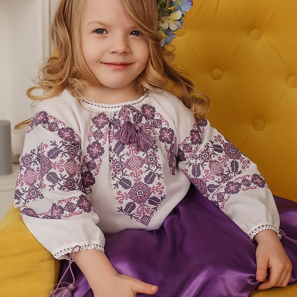 Ukrainian embroidered Children's blouse. Ethnic sorochka. Girls blouses vyshivanka. Baby blouse Ukrainian ethnic clothing for girls ウクライナ刺繍