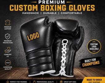 Custom Boxing Gloves | Premium Handmade Leather Boxing Gloves | Personalized Logo | Professional Training & Sparring Gloves | Made to Order