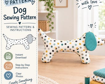 Dog Sewing Pattern, Sausage Dog Pillow PDF, Dachshund Cushion Pattern, Beginner Sewing Project, Digital Download Pattern