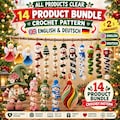 14 Christmas Crochet Patterns Bundle, Crochet Christmas Ornament Patterns, Spiral Ornament Pattern, Santa, Snowman, Angel, Gnome