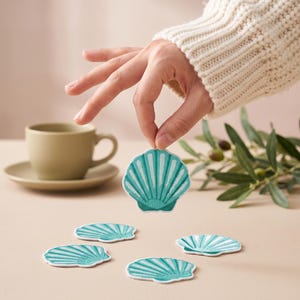 Large Scallop Shell Embroidered Patch, Iron-On Ocean Applique (6×5.5cm)