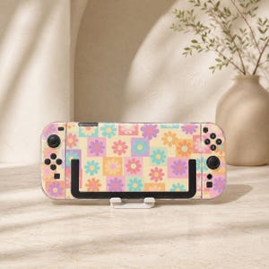 Coque à motif floral pastel, style rétro, transparente, pour Switch OLED Lite et Switch 2.
