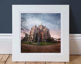 Lámina artística de la Abadía de Dunfermline: Bellas Artes Giclée Escocesa Firmada