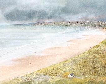 Impresión de la playa de St Cyrus: arte paisajístico escocés, firmada en Giclée