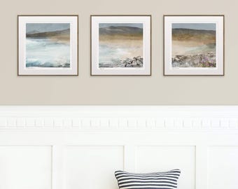 Impresiones panorámicas de la playa de Nisabost: Isla de Harris, conjunto de 3 obras de arte Giclée firmadas