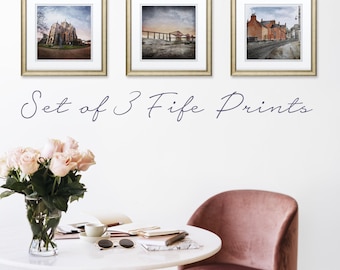 Láminas artísticas de Fife, Escocia: Conjunto de 3 firmadas en Giclée