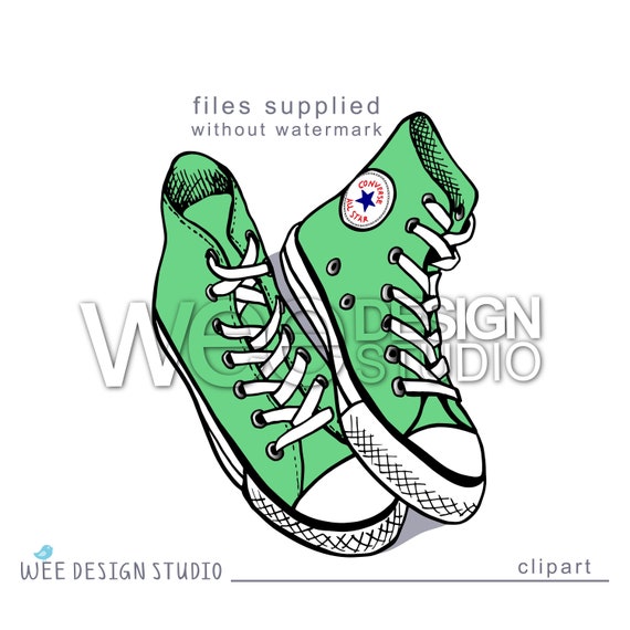 CONVERSE Chucks high top sneakers digital clipart sketch png | Etsy