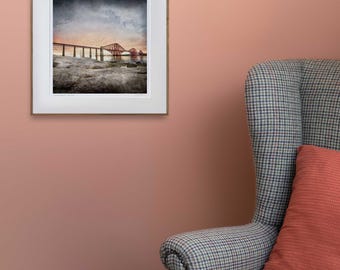 Atardecer en el puente ferroviario de Forth: Impresión artística giclée escocesa