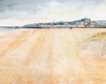 Impresión de West Sands St Andrews: arte paisajístico escocés firmado