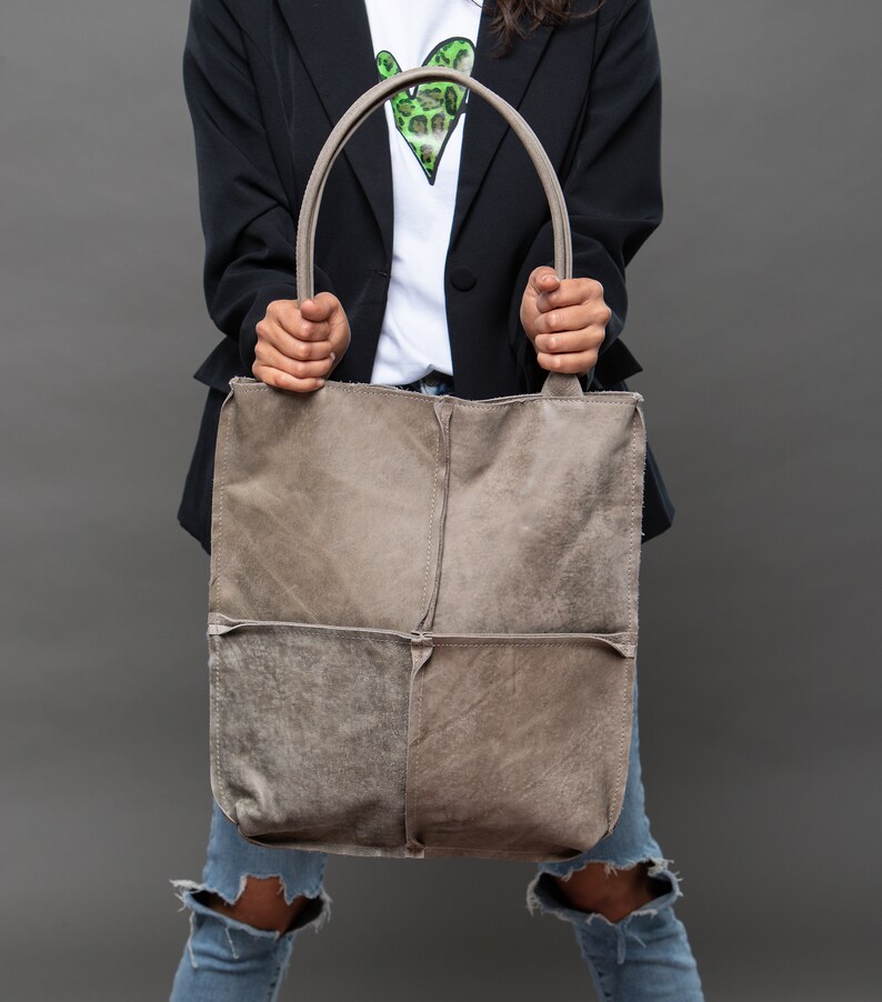 large leather work tote