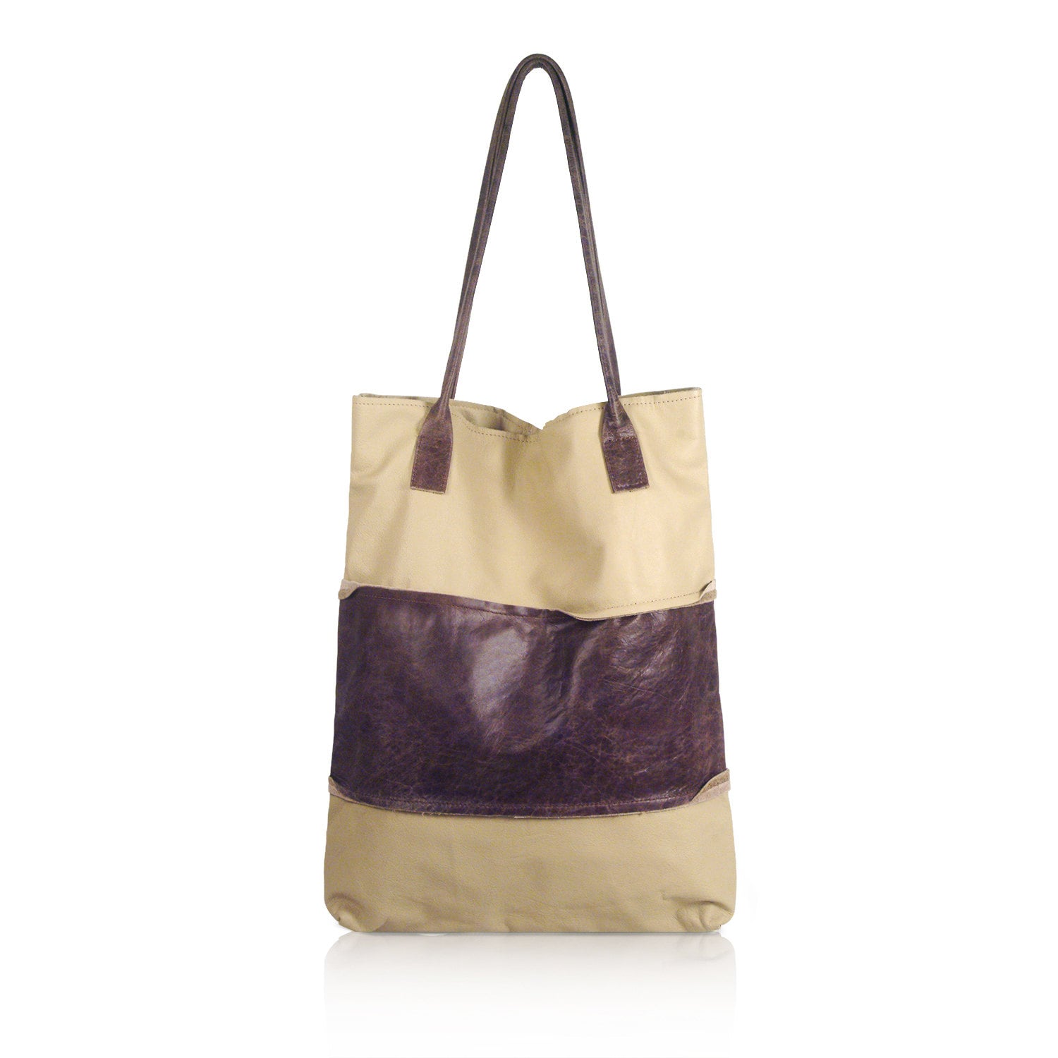 2 tone extra large leather tote bag extra large leather | Etsy