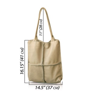 Leather Tote Handbag, Leather Shoulder Bag, Leather Work Bag, Soft Leather Tote, Ladies Shoulder Bag, Work Bag For Women, Shoulder Tote image 3