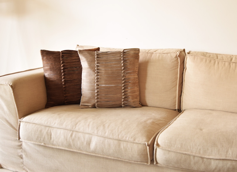 Handmade Leather Throw Pillow,leather Pillow Case,zippered Pillow Case