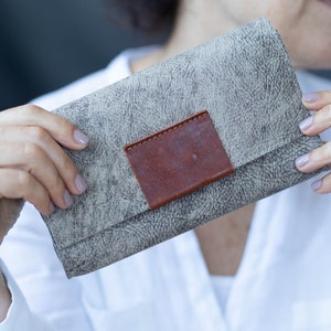 Cartera de mujer de cuero lindo, cartera continental de cuero de las mujeres, sobre de cuero señoras embrague, billetera de embrague grande, bolso de embrague formal único