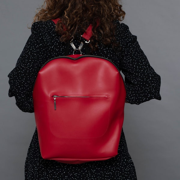 Handmade Nylon Women’s Red Backpack Handbag For Your Everyday Activity Or Going Out
