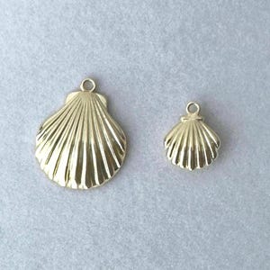 Gold Puff Seashell Charms - large and small puffed gold fish charms, nostalgic Cape Cod coastal summer keepsakes