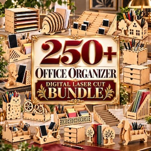 Desk Organizers Laser Cut SVG Bundle – 250+  Wooden Office Storage & File Holders