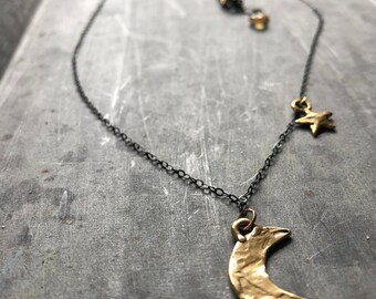 Moon and star necklace