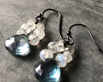 Glacial blue topaz drop earrings