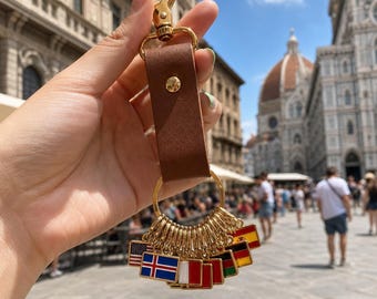 Personalized Country Flag Keychain, Custom Travel Souvenir Gift (Multiple Flags)