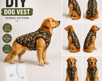 犬用コートの型紙｜手作り犬用ベストの型紙｜ペットジャケットの縫製チュートリアル｜小型犬から大型犬まで対応（XS～5XLサイズ）｜印刷可能な型紙