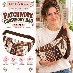 Nähanleitung für eine Patchwork-Umhängetasche, 3 Größen (PDF-Download)