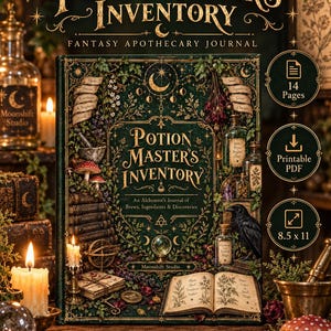 Inventario del Maestro delle Pozioni / Diario dell'Apotecario Fantasy, Tracker delle Pozioni di D&D, PDF stampabile di Alchimia