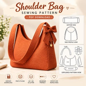 Bow Bag Sewing Pattern PDF | Slouch Tote Tutorial | Cottagecore Coquette Purse | 4 Sizes | Instant Download