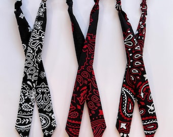 Handmade BLACK Cotton Bandana Necklace: Adjustable Tie Closure/ADD A CHARM Options/Party Packs/Hand Dyed