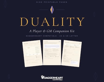 Duality Daggerheart Companion Kit, Player & GM Tracker Sheets (PDF)