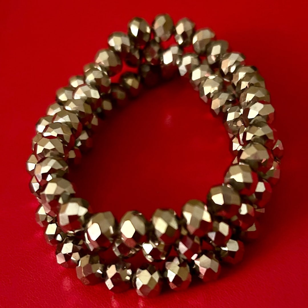 Three Stack Silver Crystal Bracelet Set Etsy