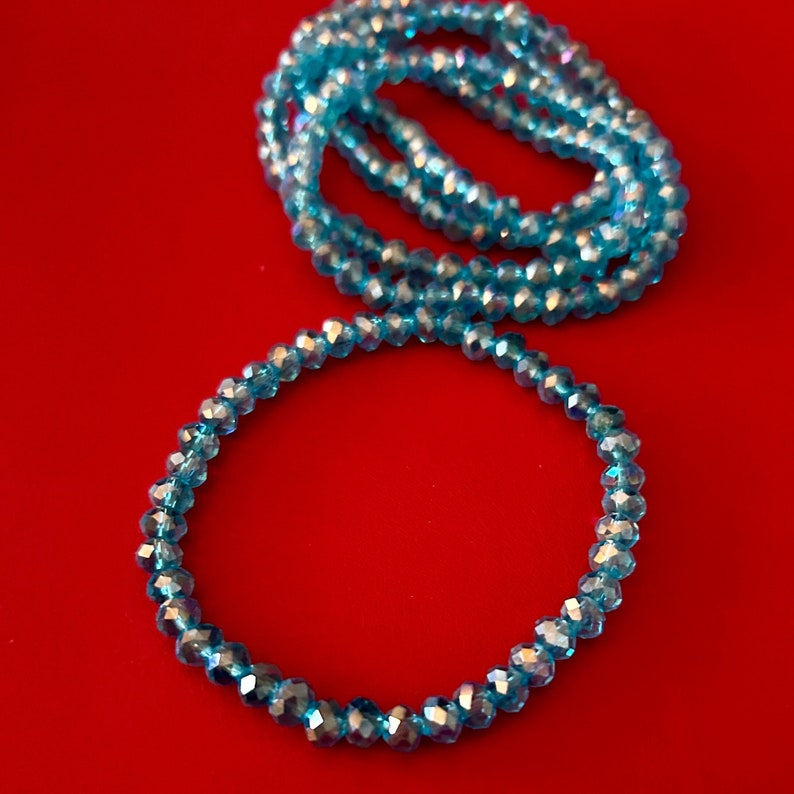 Aqua Five Stack Crystal Bracelet Set image 2