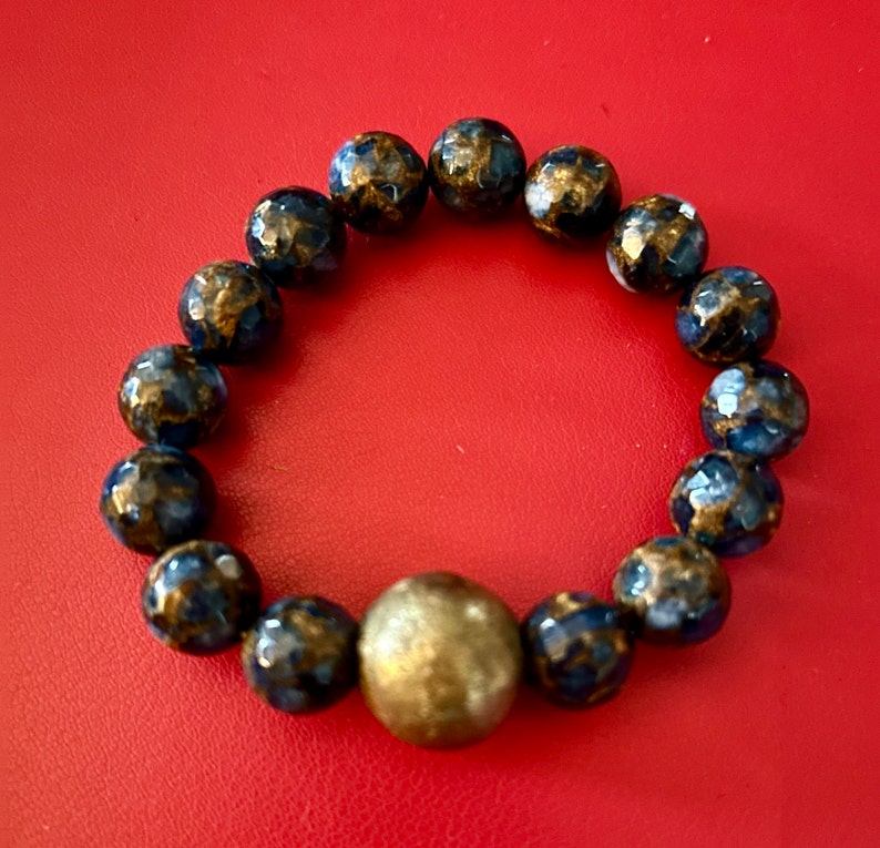 African Brass and Agate Bracelet One of a Kind image 2