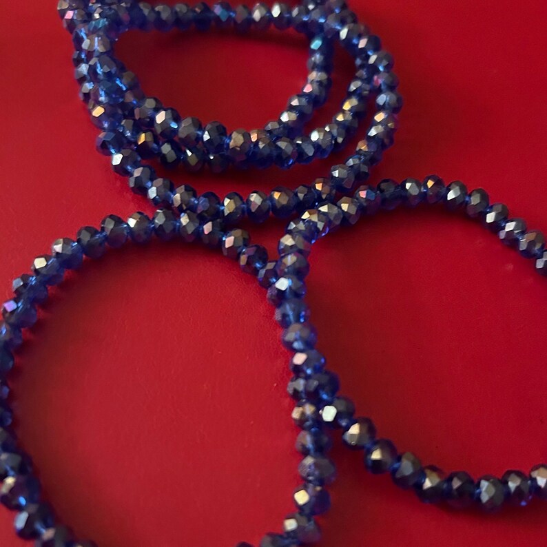 One of a Kind Royal Blue Five Stack Crystal Bracelet Set image 2