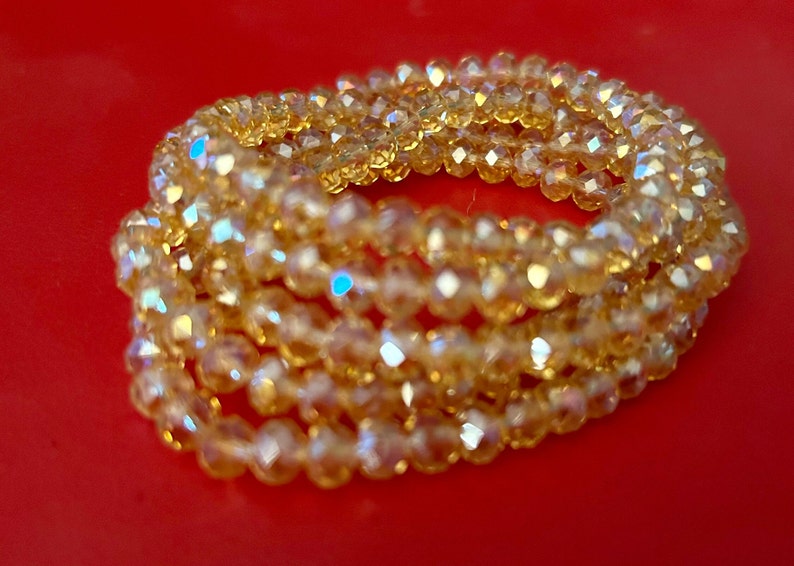 Yellow One of a Kind Five Stack Crystal Bracelet Set image 3
