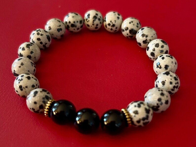 Bracelet de pierres précieuses en jaspe et onyx Unique en son genre Chaka racine image 3