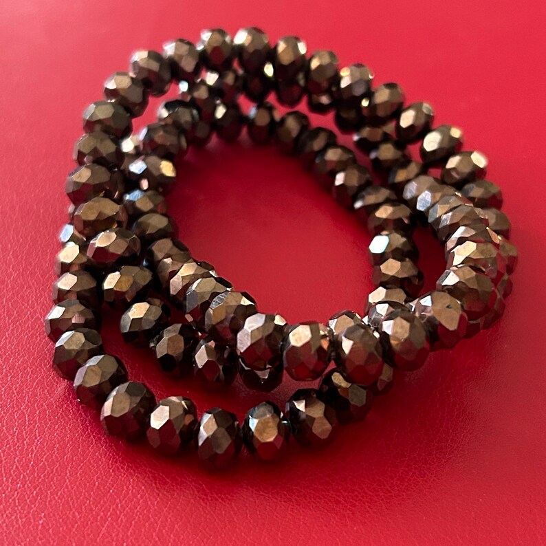 Metallic Chocolate 3 Stack Crystal Bracelet Set image 4