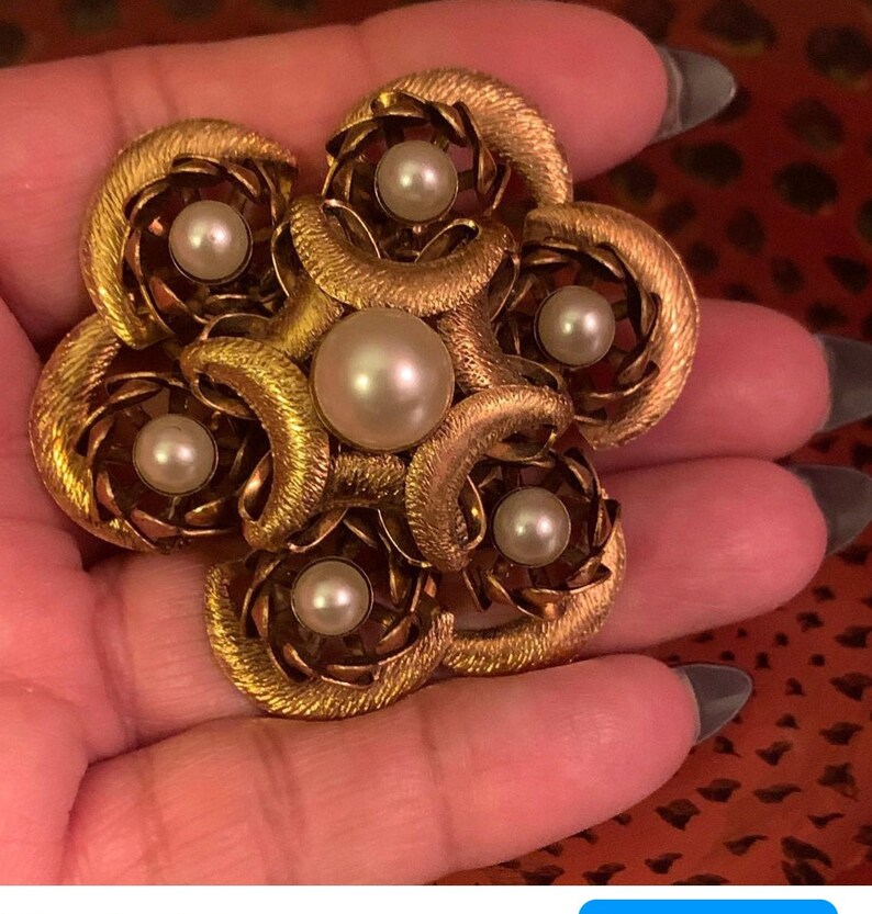 Vintage Cluster Pearl Brooch 1950s zdjęcie 3