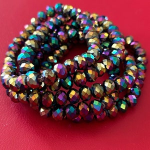 Only One 5 Stack Rainbow Metallic Crystal Bracelet Set image 1