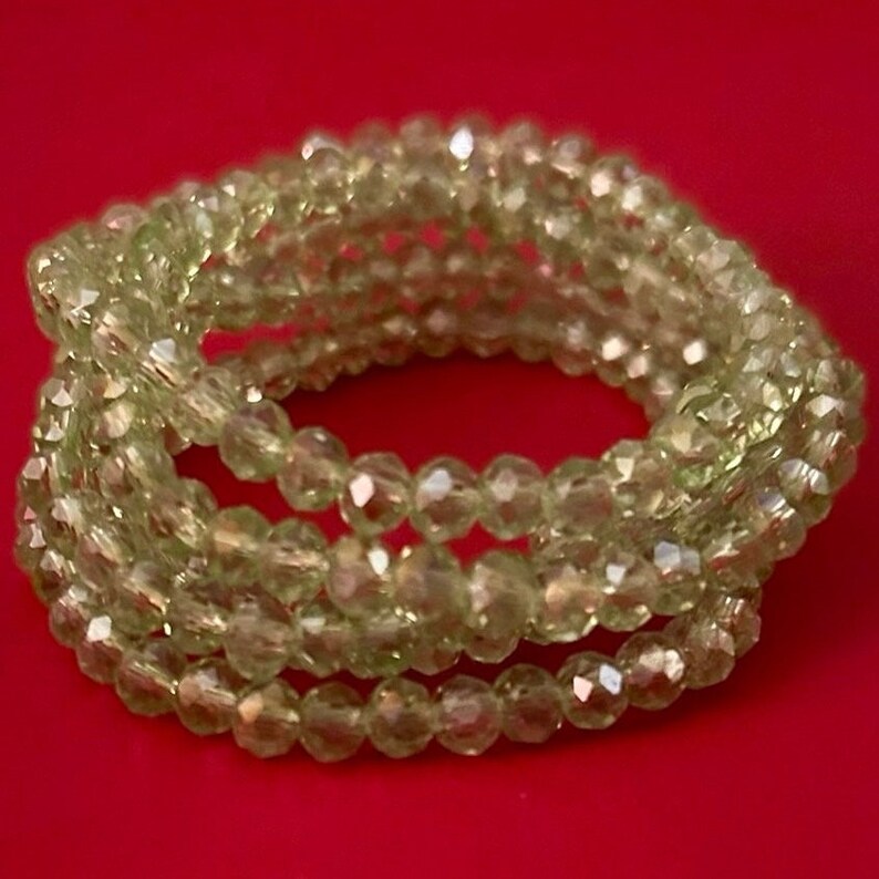 Apple Green Five Stack Crystal Bracelet Set image 1