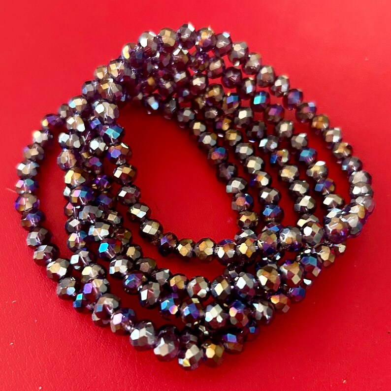 Purple Five Stack Crystal Bracelet Set image 3