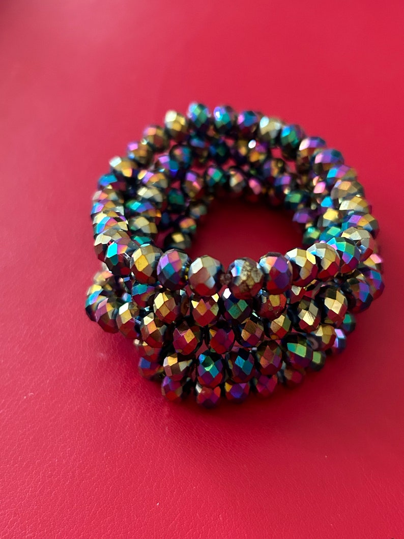 Only One 5 Stack Rainbow Metallic Crystal Bracelet Set image 4